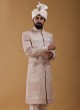 Designer Art Silk Embroidery Sherwani In Peach Color